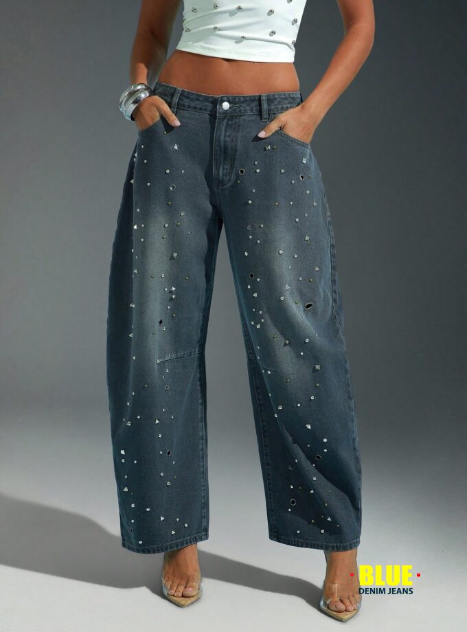 LocalDenimoi Women's Casual Washed Flared Leg Baggy Jeans