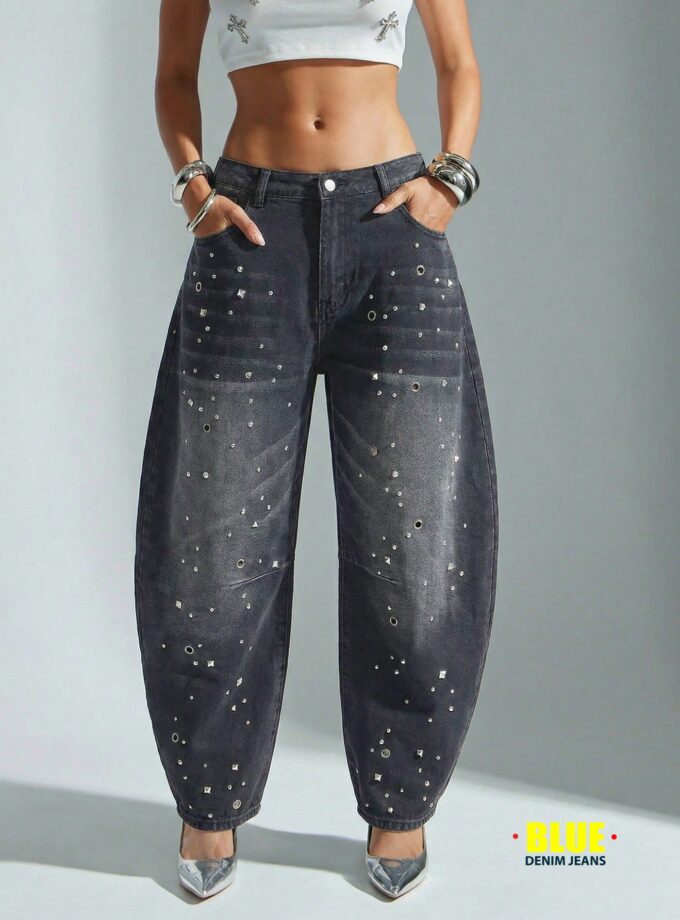 LocalDenimoi Women's Casual Washed Flared Leg Baggy Jeans