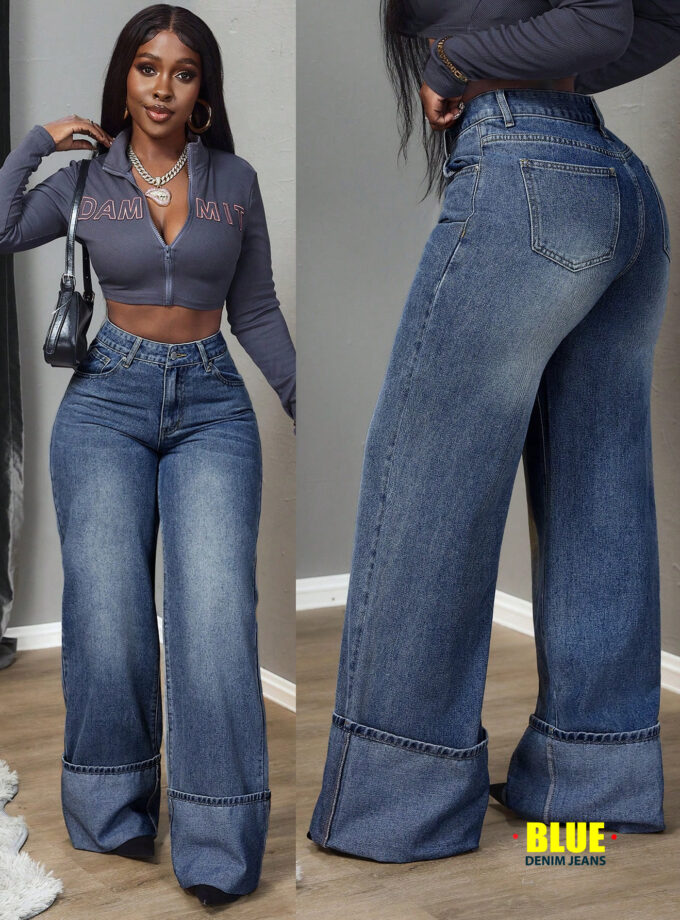 Slaydiva Women Front Button Pocket Simple Jeans, Casual Everyday Wear