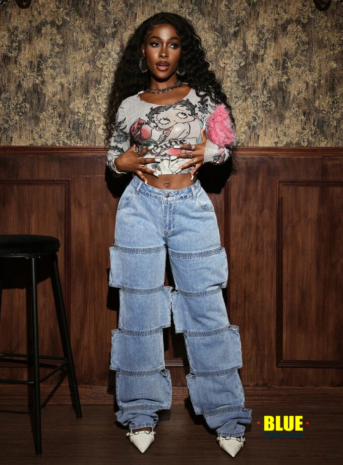 Slaydiva Women's Pocketed Cutout Wide Leg Loose Fit Jeans