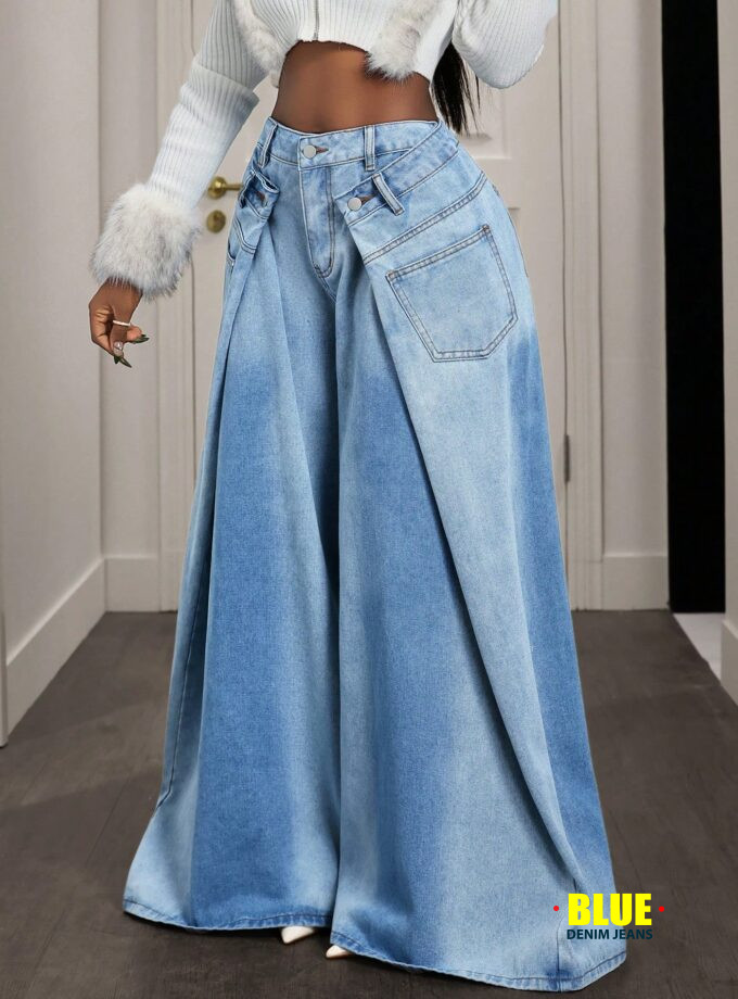 LocalSlaydiva Women's Street Fashion Hiphop Wide Leg Jeans