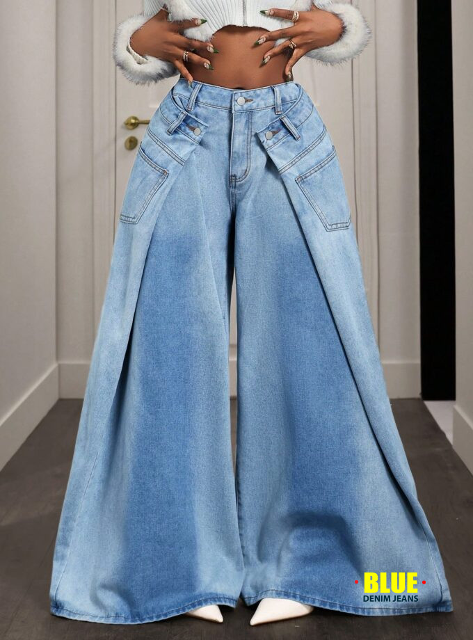 LocalSlaydiva Women's Street Fashion Hiphop Wide Leg Jeans