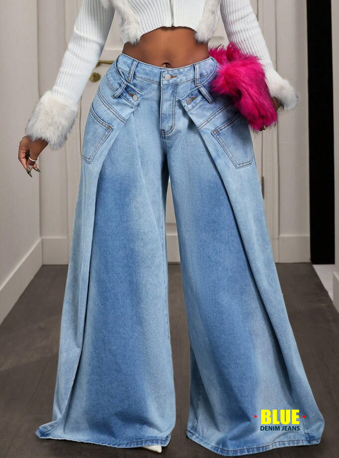 LocalSlaydiva Women's Street Fashion Hiphop Wide Leg Jeans